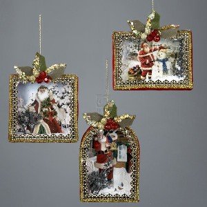 SHADLE BOX OF SANTA ORNAMENT – 6″ VINTAGE SHADLE BOX OF SANTA ORNAMENT, SET OF 3 ASSORTED – Christmas Ornament, Quantity of 2 pc,