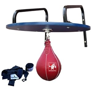 Speedball Platform Sets Genuine Cowhide Leather, Wooden Platform Blue Formica Lamination With Complete Fixing And Metal Wall Brackets Sets Punching Balls & Swivel Red Ball Poly Cotton Hand Wraps Black