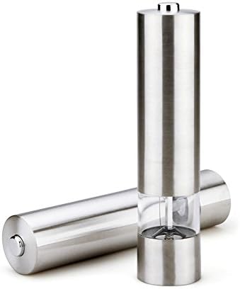 Black Pepper Mill Salt Grinder Electronic Stainless Steel Salt Black Pepper Grinder with Adjustable Ceramic Grinding Mechanism for Home Kitchen or Restaurant