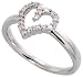 14k White Gold Heart Ring 3/8
