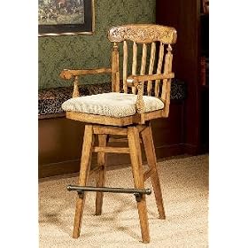 Powell Woodland Oak Traditional Arm Bar Stools - Set of 2 by Furniture