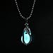 FM FM42 Silver-tone Glow in the Dark Openwork Teardrop Shaped Pendant Charm Necklace GN1005