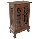 EXP Handmade Asian Furniture - 32" Bamboo Forest Storage Cabinet / End Table - Rich Dark Finish