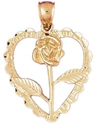 Dazzlers Solid 14k Gold Flower in Heart Charm Pendant Available in three colors from jewelsberry (weights: 3.0 grams only)