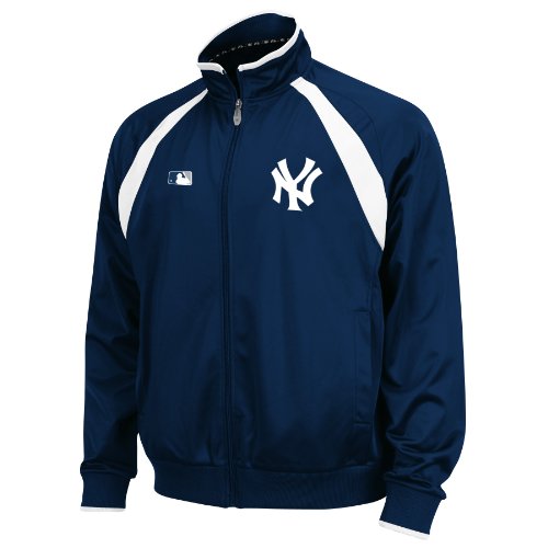 MLB Men's New York Yankees Thermabase Long Sleeve Full Zip Fleece Track Jacket, Pro Navy/Pro Navy/Pro White, Large