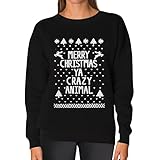 TeeStars - Merry Christmas Ya Crazy Animal Ugly Xmas Sweater Women Sweatshirt