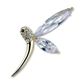 Golden Crystal Mosquito Es Pin Brooch