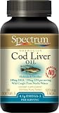Spectrum Essentials Cod Liver Oil Capsules, 520 mg, 90 count Bottles (Pack of 2)