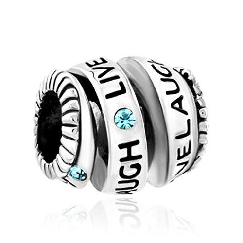 Pugster Sky Blue Swarovski Elements Crystal Live Love Laugh Spiral Bead Fits Pandora Charms Bracelet
