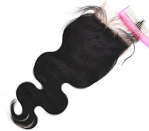 Crazy Queen Bleached Knots 4"x3.5" Body Wave Natural Black Free Part Virgin Hair Lace Closure 16"