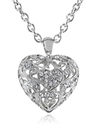 Silver Tone Reversible All Hearts Pendant Necklace 30"