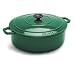 World Cuisine Oval Enamel Cast Iron Dutch Oven 6 3/4 Quart with Lid, Green