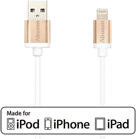 Abusun® [Apple MFi Certified] 2 PACK 8 Pin USB Cable 2.4A High Speed Aluminum Lightning Connector Sync Cable for iPhone 6s 6s Plus 6 plus 5s 5c 5,iPad Air,mini 2/3,iPod (Golden)