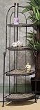62 High 4-Tier Metal Corner Rack with Country Style Wicker Shelves (2 Piece Set)