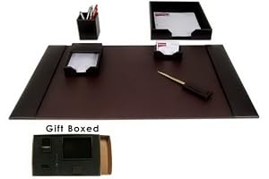 Econo-Line Brown Leather 6Pc Desk Set
