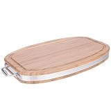 MIU France Oval Cutting and Serving Board with Stainless Steel Band and Handle, 12" x 20"