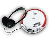 NAXA NX-319 Red Slim Personal Digital Portable Compact Disc CD Player