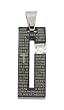Stainless Steel Christian Pendant - Black with Clear Crystal - Cross and Pray - 12mm x 31mm