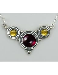 Sterling Necklace Garnet and Citrine When You Need Just a Little Bit of Color, Made in America