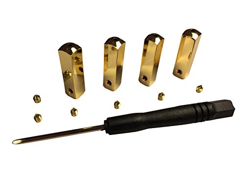 Gold Aglet Lace Tips, DIY complete with 4 Aglets, 6 Screws and 1 screwdriver