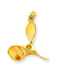 14K Gold 3D Ship Propeller Charm Sailing Jewelry