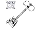 Diamond Solitaire Stud Earrings: 14K White Gold 1/4 Carat (ctw) Princess Cut Diamond (Certified)