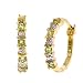 24K Gold over Silver Genuine Peridot Diamond Hoop Earrings
