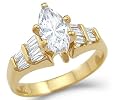 Solid 14k Yellow Gold Marquise CZ Cubic Zirconia Engagement Ring New Classic 1.0 ct