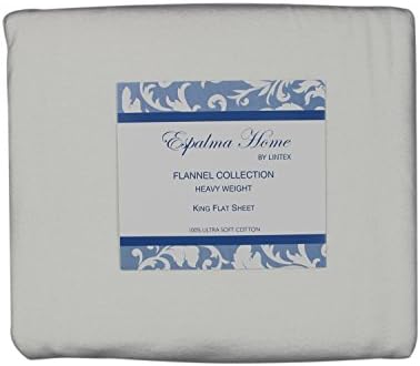 Flannel Flat Sheet, King, White, 100% Brushed Cotton, Heavy Weight, 160 Gsm, 1 Flat Sheet (108"x102") White