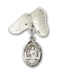 Sterling Silver Baby Badge with St. Walburga Charm and Baby Boots Pin