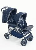 St Moritz Tandem Pushchair in Blue Check