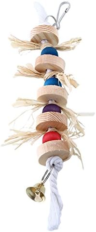 Newest Parrot Pet Bird Wooden Bell Accessory Bite Swing Hanging Parakeet Cockatiel Toy Straw Parrot