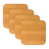 Natural Finish Bamboo Wine Glass Coasters - Pack of 4 (4 x 4)