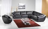 3 pcs Sectional Italian Leather Sofa Set, Item#3333-BLACK