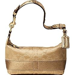 Coach Lurex Signature Stripe Small Top Handle Pouch Bag 42019 Gold