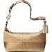 Coach Lurex Signature Stripe Small Top Handle Pouch Bag 42019 Gold