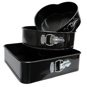 Cook & Bake non stick Springform Cake Tin,Set of 3,SQ+RD+Heart Shape
