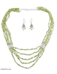 Peridot jewelry set, Forever Love - Artisan Crafted Peridot Sterling Silver Beaded Jewelry Set