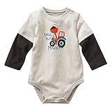 Ochine 新生児　幼児　男の子 子供服 かわいい　ロンパース　子供服 長袖 カバーオール ４色選べる (18M, グレー)