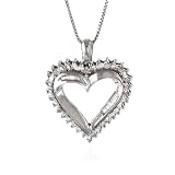 14k White Gold 1/4 ctw. Diamond Heart Pendant with 18 Box Chain