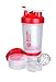 BlenderBottle ProStak System with 22-Ounce Bottle and Twist n' Lock Storage, Clear/Red
