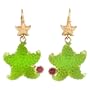 Tagliamonte - 14k Yellow Gold Lime Green Starfish and Pink Tourmaline Earrings