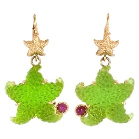 Tagliamonte - 14k Yellow Gold Lime Green Starfish and Pink Tourmaline Earrings by Amazon.com Collection