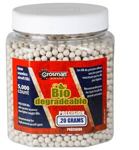 Crosman Biodegradable AirSoft BBs (5000 .20G 6mm, White BBs)