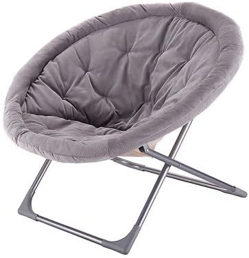 Eminetshop Oversized Large Folding Saucer Moon Chair Corduroy Round Seat Living Room Gray