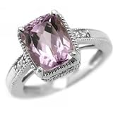 4.07ct Pink Kunzite & Diamonds 14k White Gold Ring