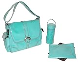 Aqua Corduroy Laminated Buckle Diaper Bag