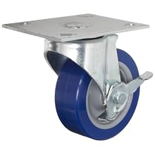 E.R. Wagner Plate Caster, Swivel with Pinch Brake, Polyurethane on Polyolefin Wheel