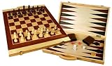 Folding 20" Wooden 3-in-1 Chess, Checkers & Backgammon Game Set