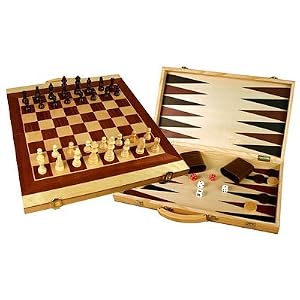 Folding 20 Wooden 3-in-1 Chess, Checkers and Backgammon Game Set by 